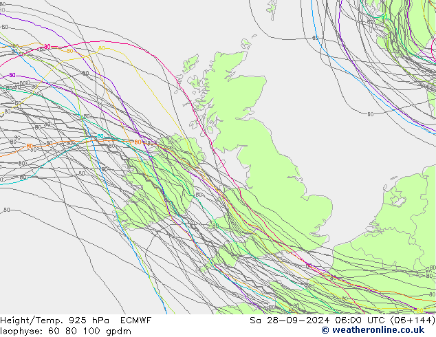 Height/Temp. 925 гПа ECMWF сб 28.09.2024 06 UTC