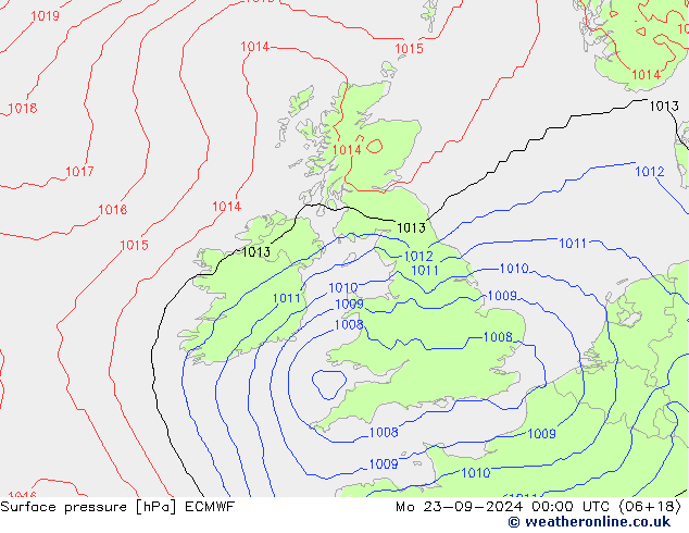 Luchtdruk (Grond) ECMWF ma 23.09.2024 00 UTC