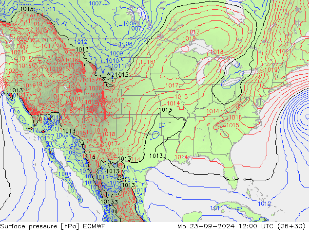 pressão do solo ECMWF Seg 23.09.2024 12 UTC