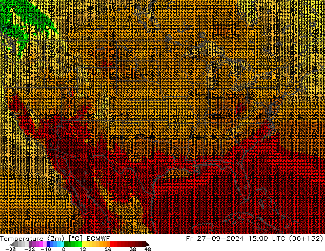 карта температуры ECMWF пт 27.09.2024 18 UTC