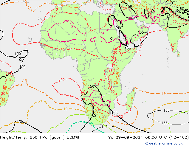 Height/Temp. 850 hPa ECMWF Dom 29.09.2024 06 UTC