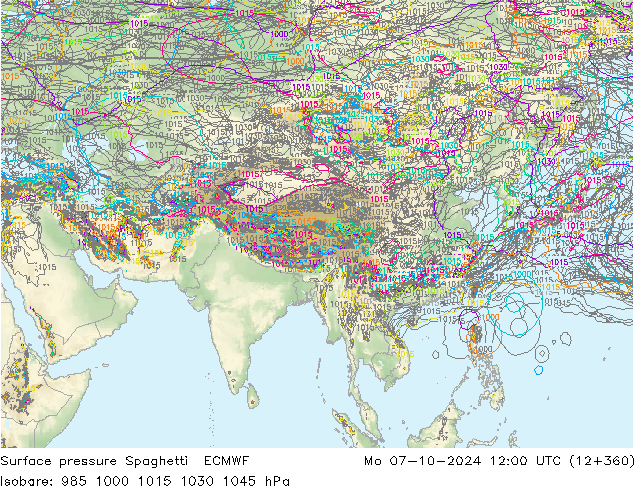 Yer basıncı Spaghetti ECMWF Pzt 07.10.2024 12 UTC