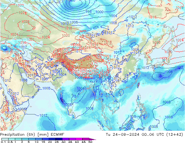 Yağış (6h) ECMWF Sa 24.09.2024 06 UTC