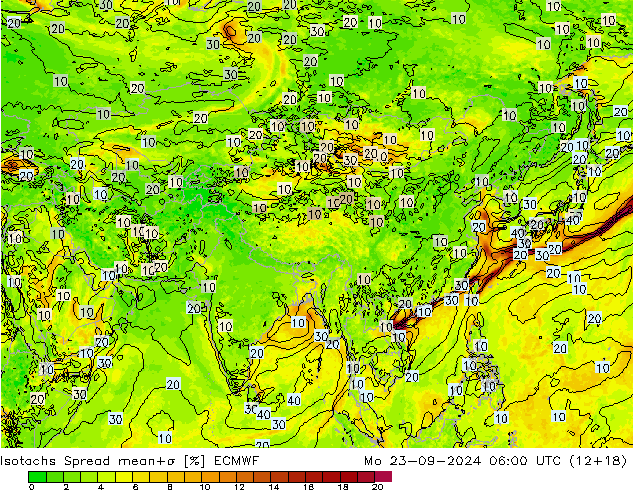 Izotacha Spread ECMWF pon. 23.09.2024 06 UTC