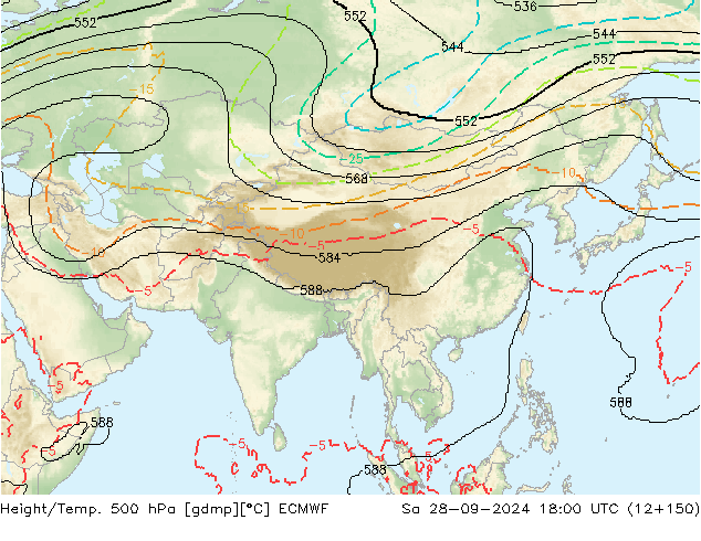 Height/Temp. 500 hPa ECMWF  28.09.2024 18 UTC