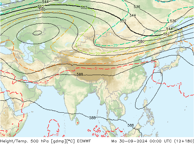 Height/Temp. 500 hPa ECMWF Mo 30.09.2024 00 UTC