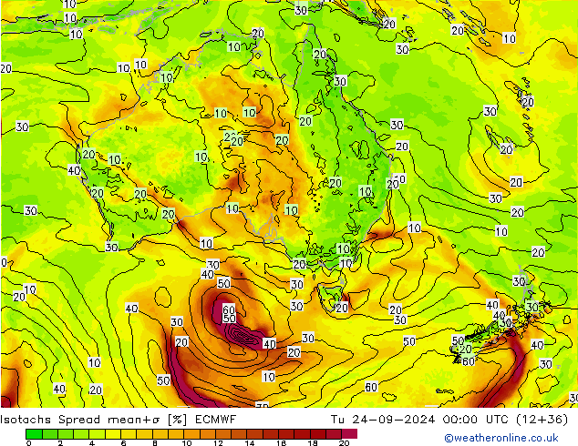 Isotachs Spread ECMWF mar 24.09.2024 00 UTC