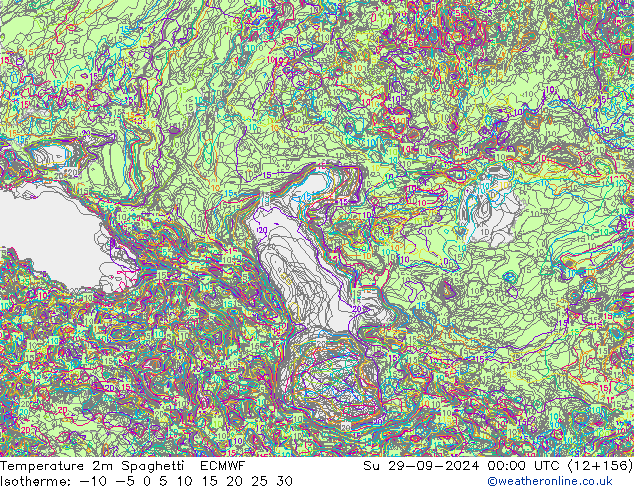 Temperature 2m Spaghetti ECMWF Su 29.09.2024 00 UTC