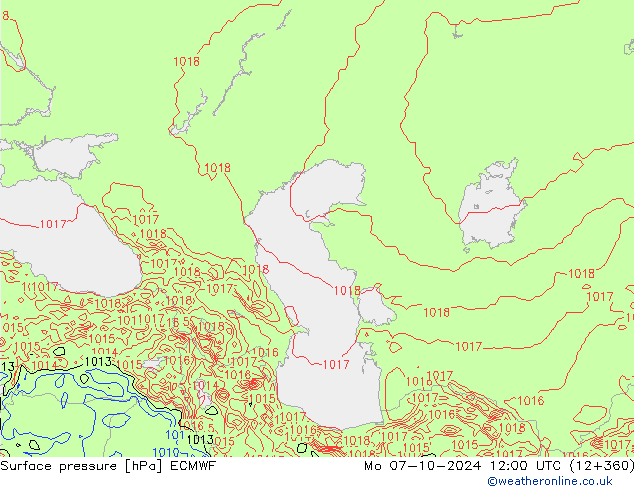 Pressione al suolo ECMWF lun 07.10.2024 12 UTC