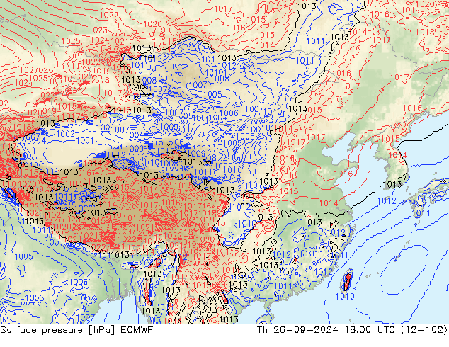 地面气压 ECMWF 星期四 26.09.2024 18 UTC