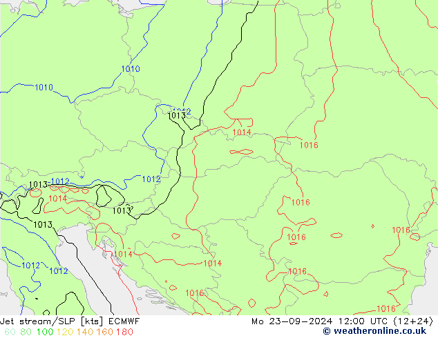 Jet stream/SLP ECMWF Mo 23.09.2024 12 UTC