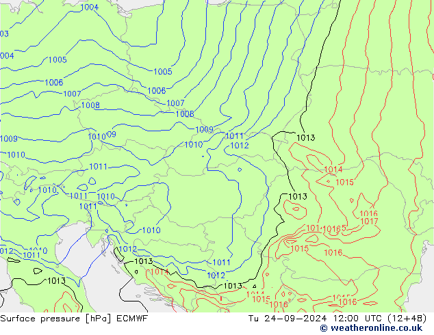 pressão do solo ECMWF Ter 24.09.2024 12 UTC