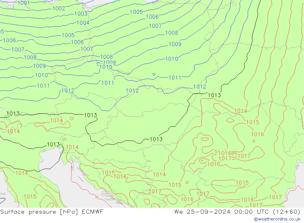 Yer basıncı ECMWF Çar 25.09.2024 00 UTC