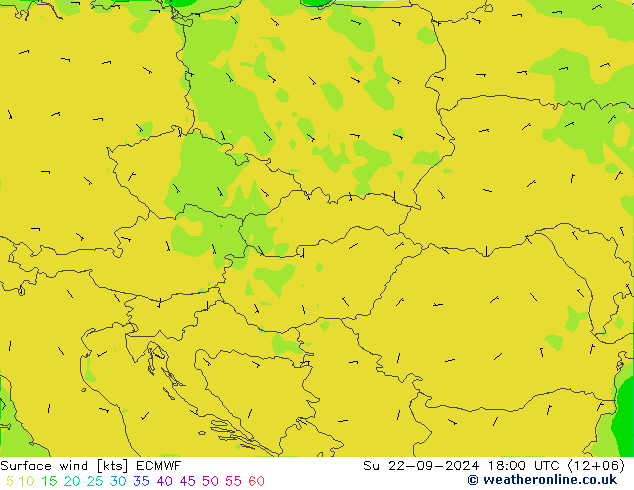 Vento 10 m ECMWF Dom 22.09.2024 18 UTC