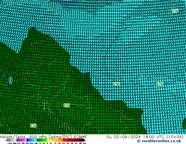 Height/Temp. 500 hPa ECMWF Ne 22.09.2024 18 UTC