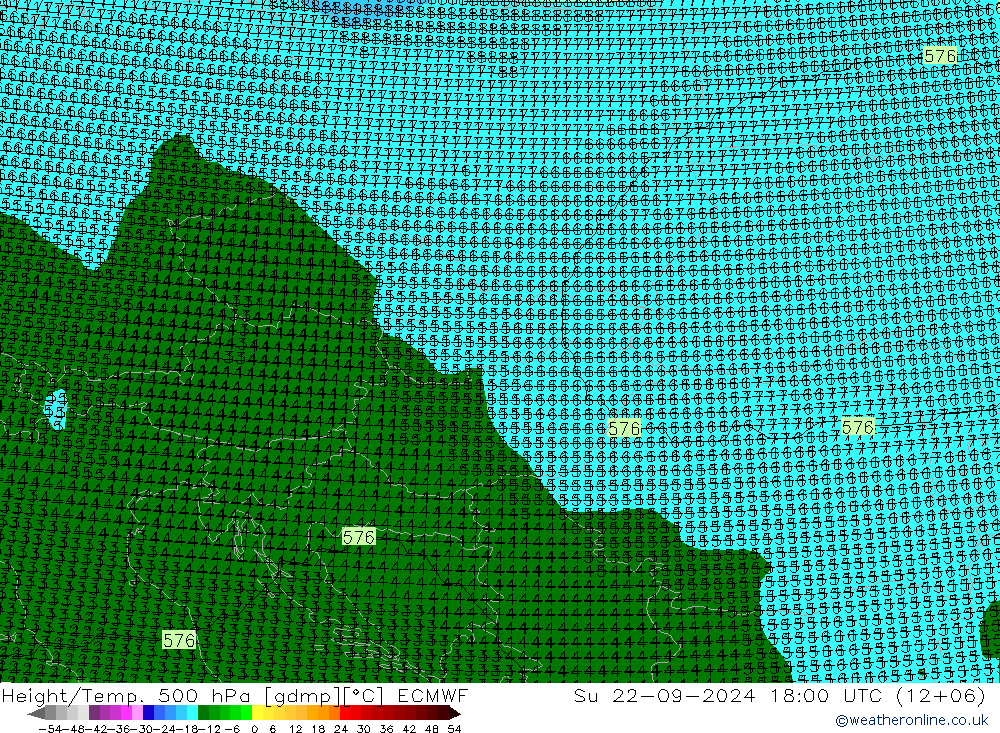 Height/Temp. 500 hPa ECMWF Ne 22.09.2024 18 UTC