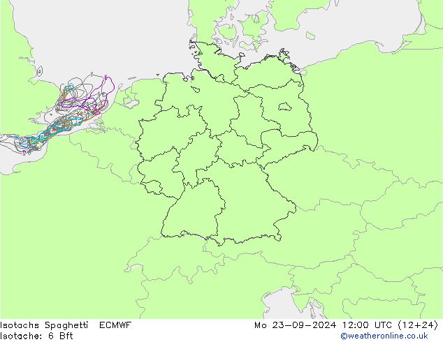 Isotachs Spaghetti ECMWF Mo 23.09.2024 12 UTC