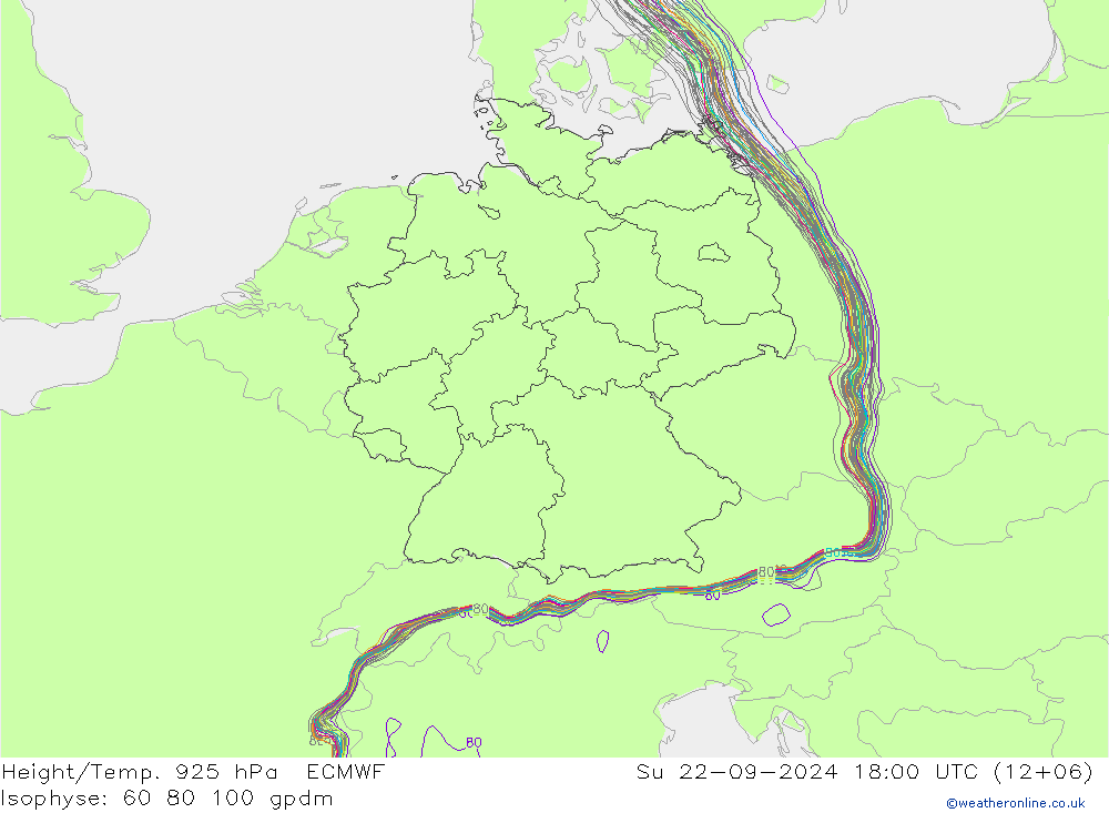 Height/Temp. 925 hPa ECMWF Su 22.09.2024 18 UTC