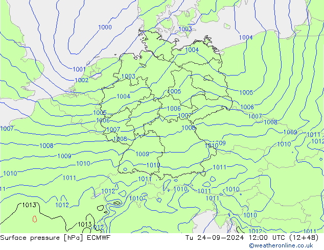 Pressione al suolo ECMWF mar 24.09.2024 12 UTC