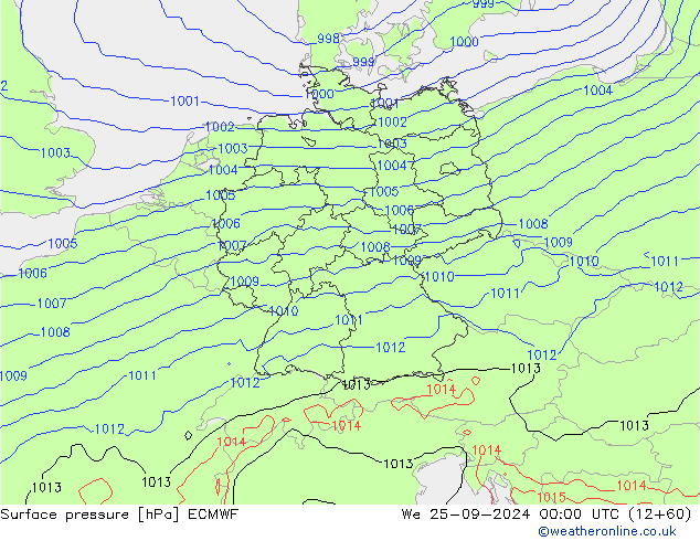 Bodendruck ECMWF Mi 25.09.2024 00 UTC