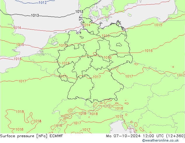 Pressione al suolo ECMWF lun 07.10.2024 12 UTC