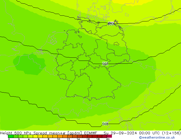 Height 500 hPa Spread ECMWF Su 29.09.2024 00 UTC