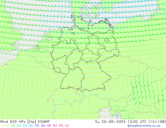 ветер 925 гПа ECMWF Вс 29.09.2024 12 UTC