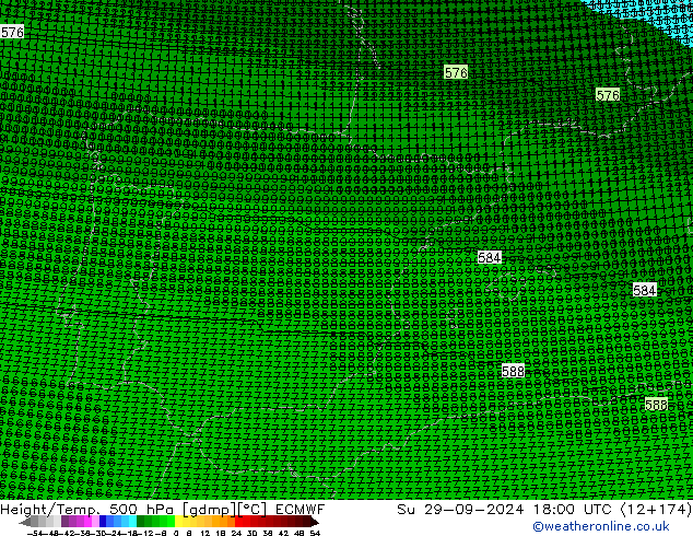 Height/Temp. 500 hPa ECMWF nie. 29.09.2024 18 UTC