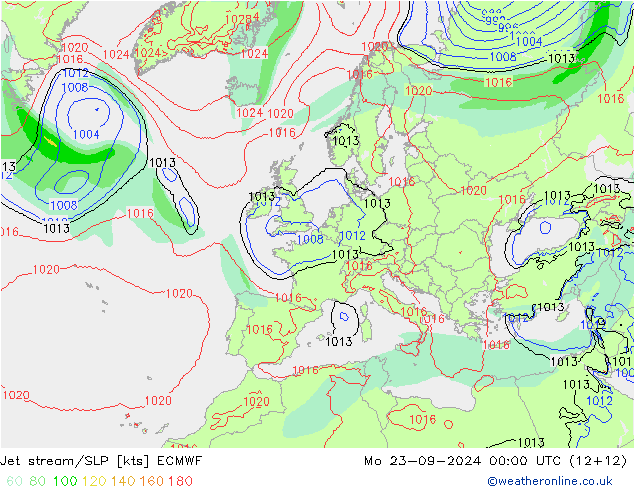 高速氣流/地面气压 ECMWF 星期一 23.09.2024 00 UTC