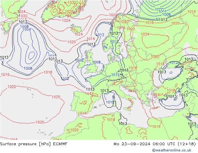 ciśnienie ECMWF pon. 23.09.2024 06 UTC