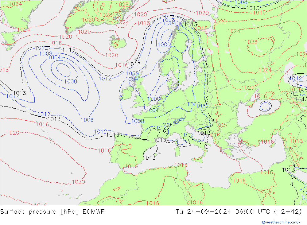 приземное давление ECMWF вт 24.09.2024 06 UTC