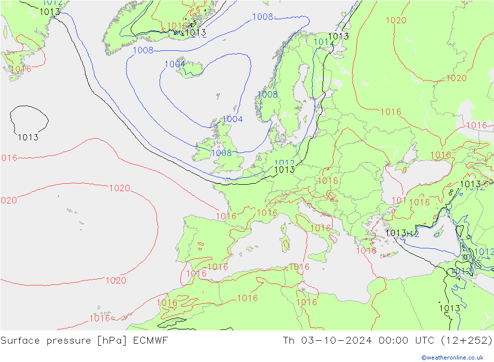 Bodendruck ECMWF Do 03.10.2024 00 UTC