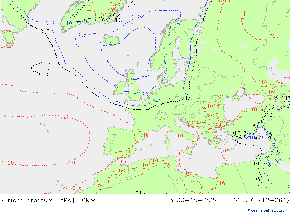 приземное давление ECMWF чт 03.10.2024 12 UTC