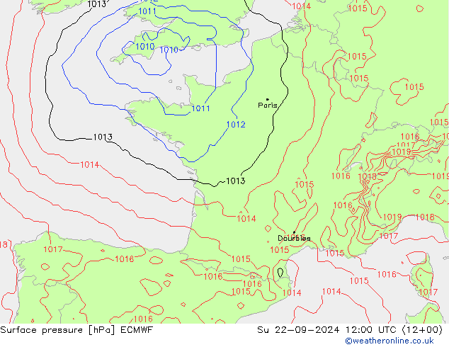 ciśnienie ECMWF nie. 22.09.2024 12 UTC