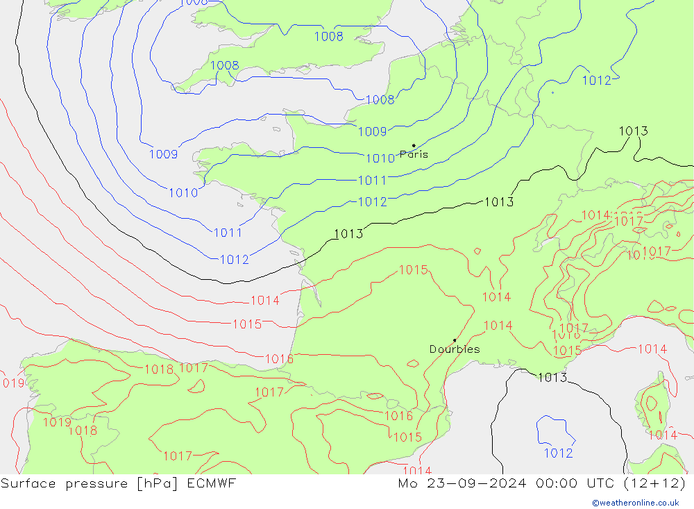 pression de l'air ECMWF lun 23.09.2024 00 UTC