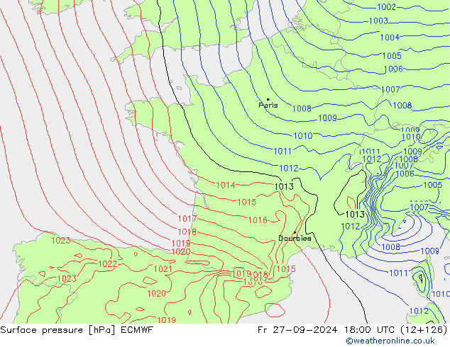 Pressione al suolo ECMWF ven 27.09.2024 18 UTC