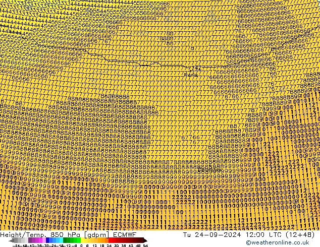 Height/Temp. 850 hPa ECMWF  24.09.2024 12 UTC