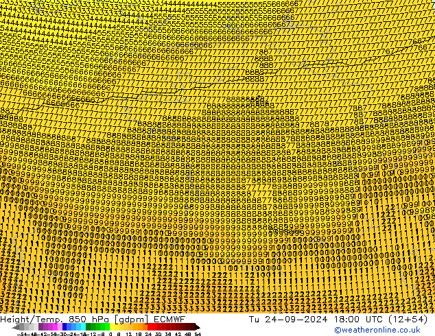 Height/Temp. 850 hPa ECMWF Di 24.09.2024 18 UTC