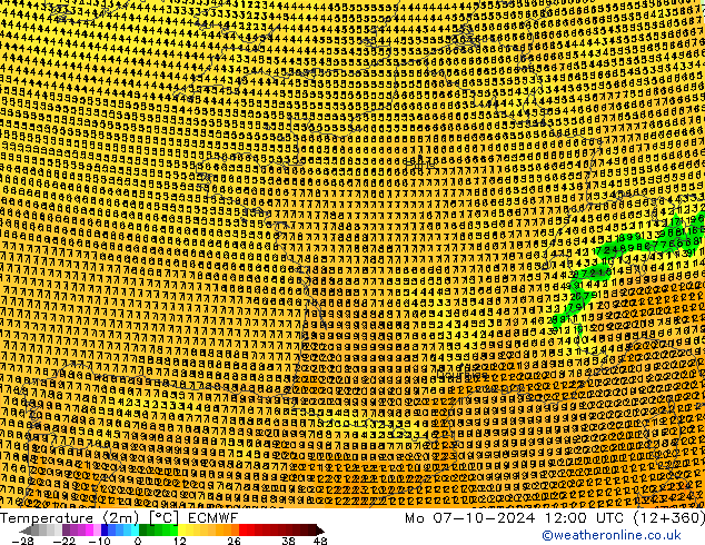 Sıcaklık Haritası (2m) ECMWF Pzt 07.10.2024 12 UTC