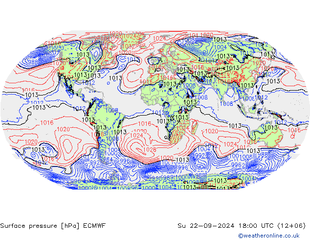 Luchtdruk (Grond) ECMWF zo 22.09.2024 18 UTC