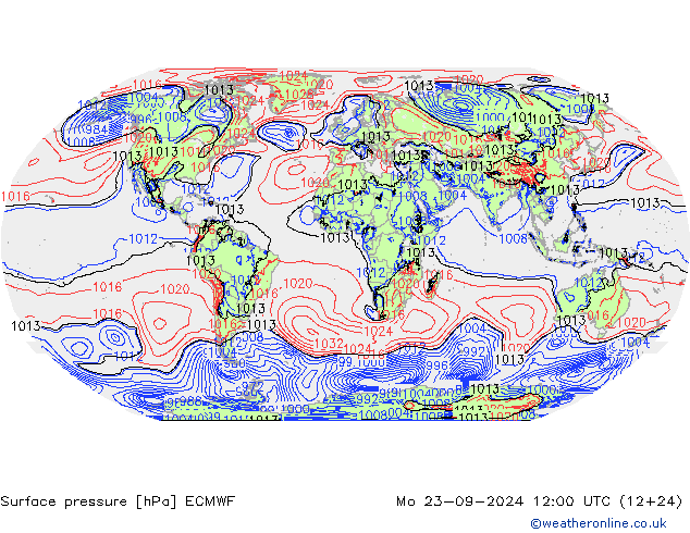 pressão do solo ECMWF Seg 23.09.2024 12 UTC