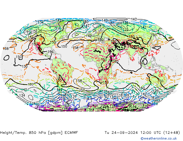 Height/Temp. 850 hPa ECMWF Tu 24.09.2024 12 UTC