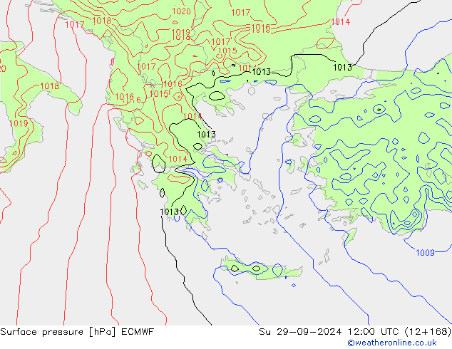 Pressione al suolo ECMWF dom 29.09.2024 12 UTC