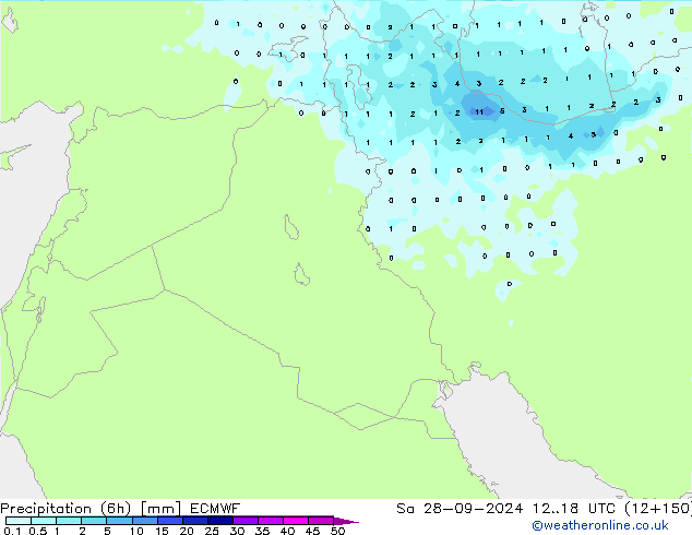 осадки (6h) ECMWF сб 28.09.2024 18 UTC