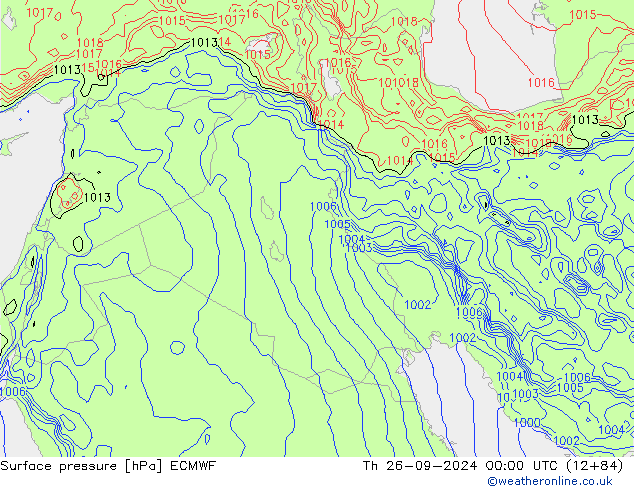 Surface pressure ECMWF Th 26.09.2024 00 UTC