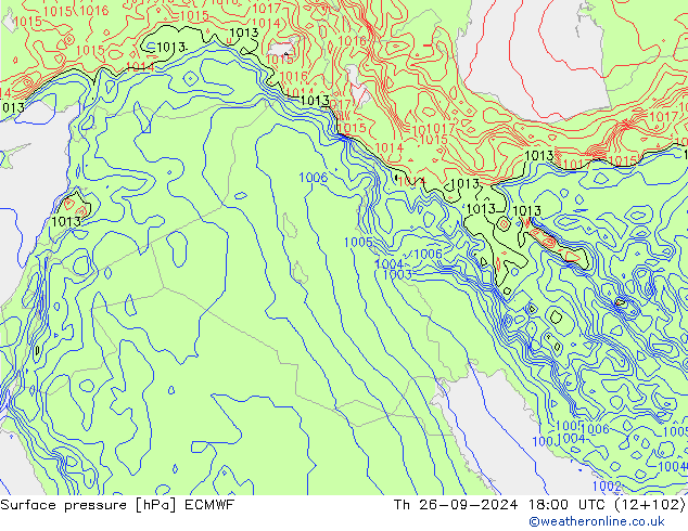 Presión superficial ECMWF jue 26.09.2024 18 UTC