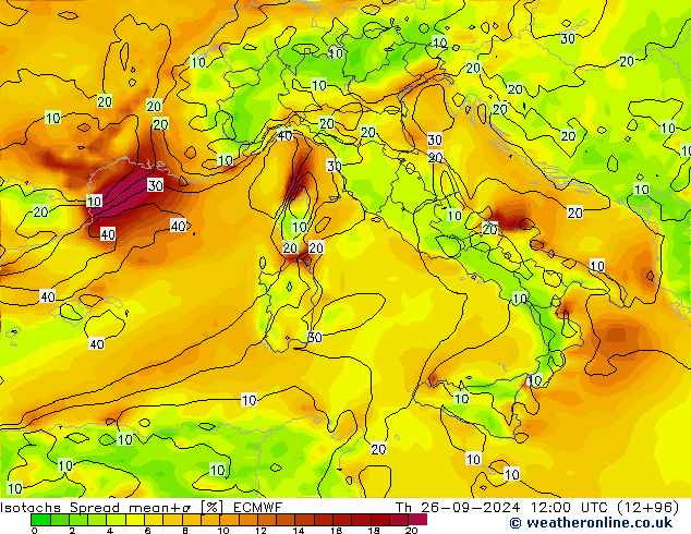 Isotachs Spread ECMWF  26.09.2024 12 UTC