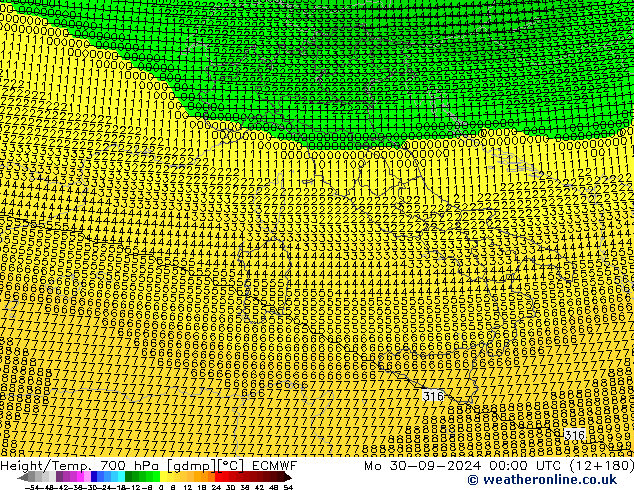 Hoogte/Temp. 700 hPa ECMWF ma 30.09.2024 00 UTC