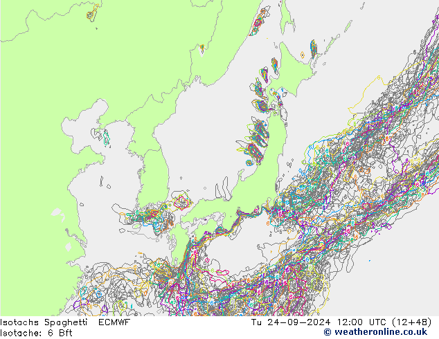 Isotachs Spaghetti ECMWF Ter 24.09.2024 12 UTC