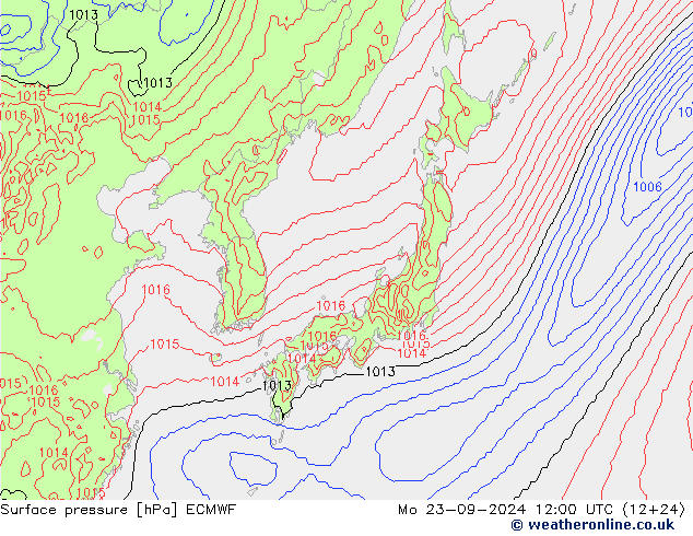 pressão do solo ECMWF Seg 23.09.2024 12 UTC